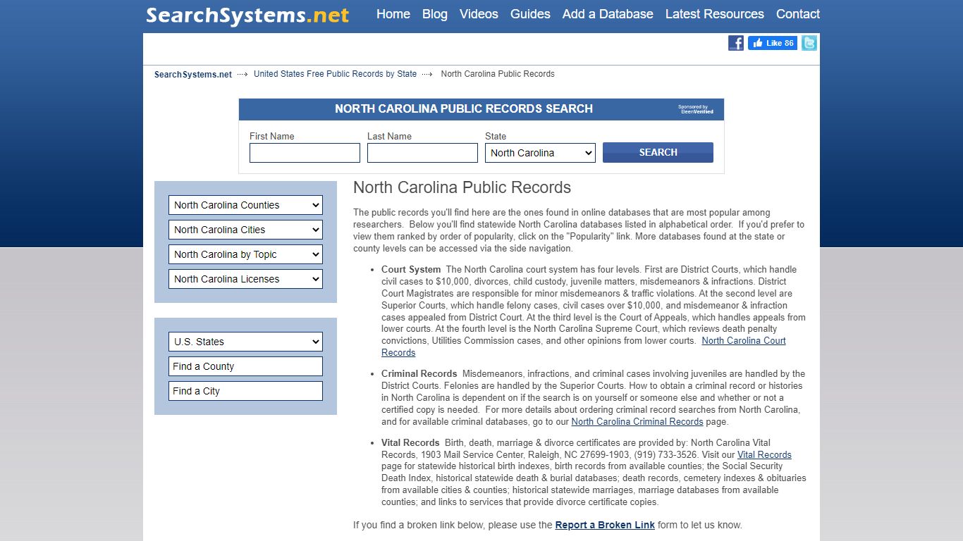 North Carolina Public Records Search