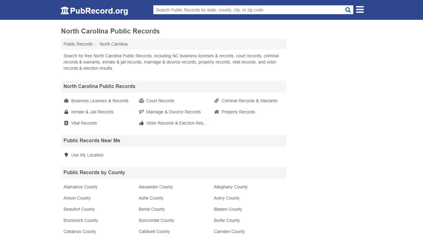 Free North Carolina Public Records - PubRecord.org